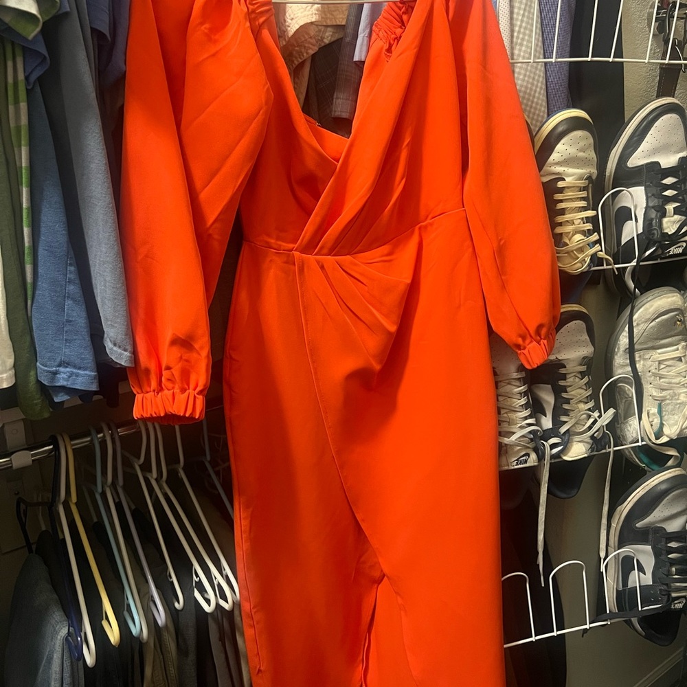 Elegant off the shoulder Orange Women's Dress